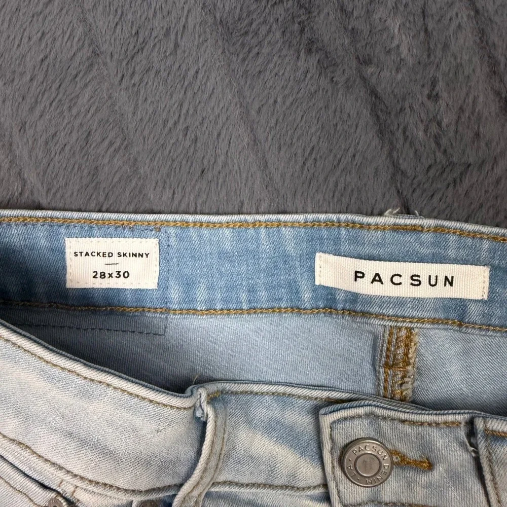 PacSun Mens Stacked Skinny Light Wash Blue Denim Jeans 28x30 Stretch RN090233